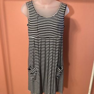 Calvin Klein Black & White Stripped Dress Sz 8
